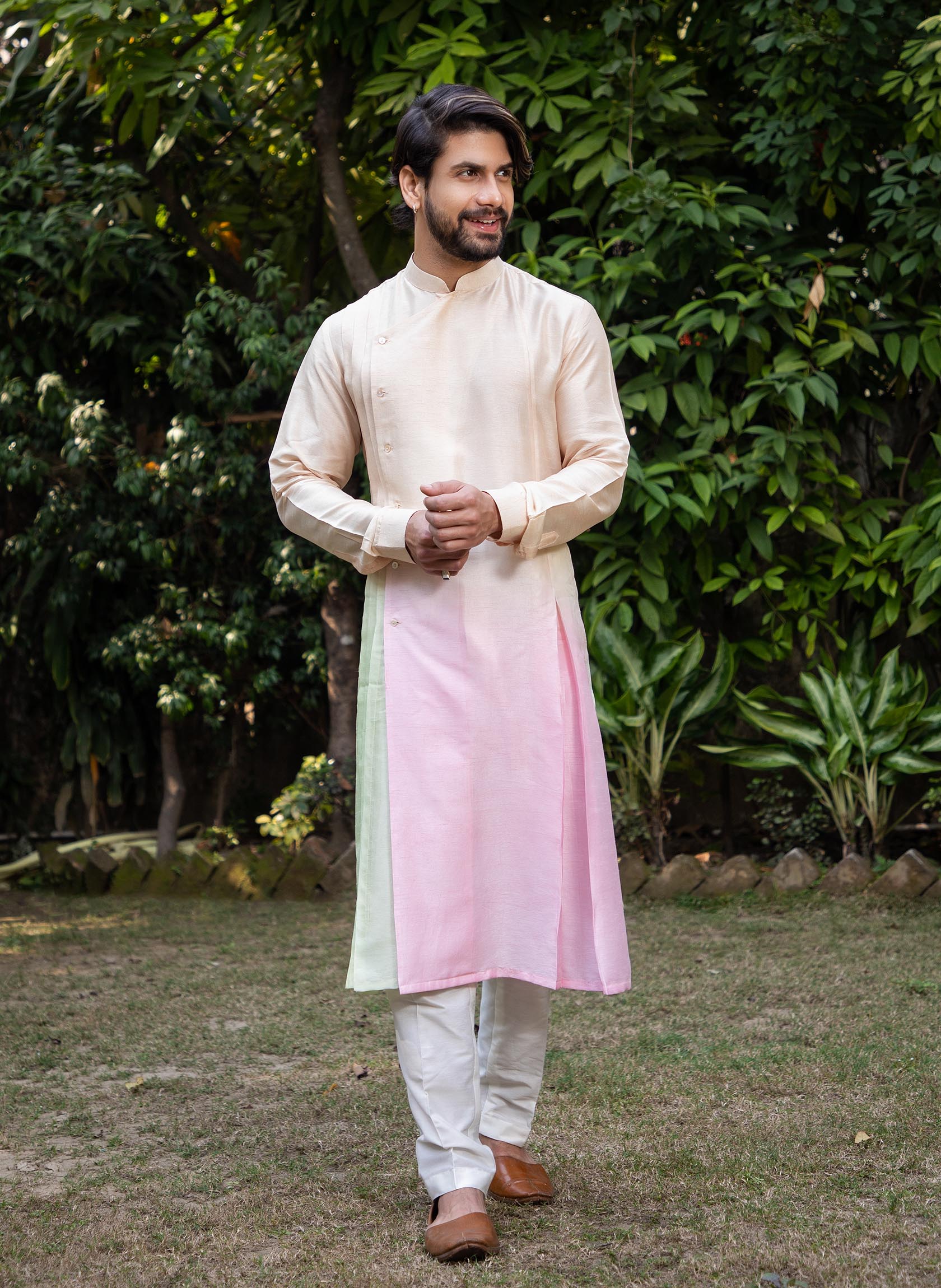 Ombre Dyed Pleated Kurta Set