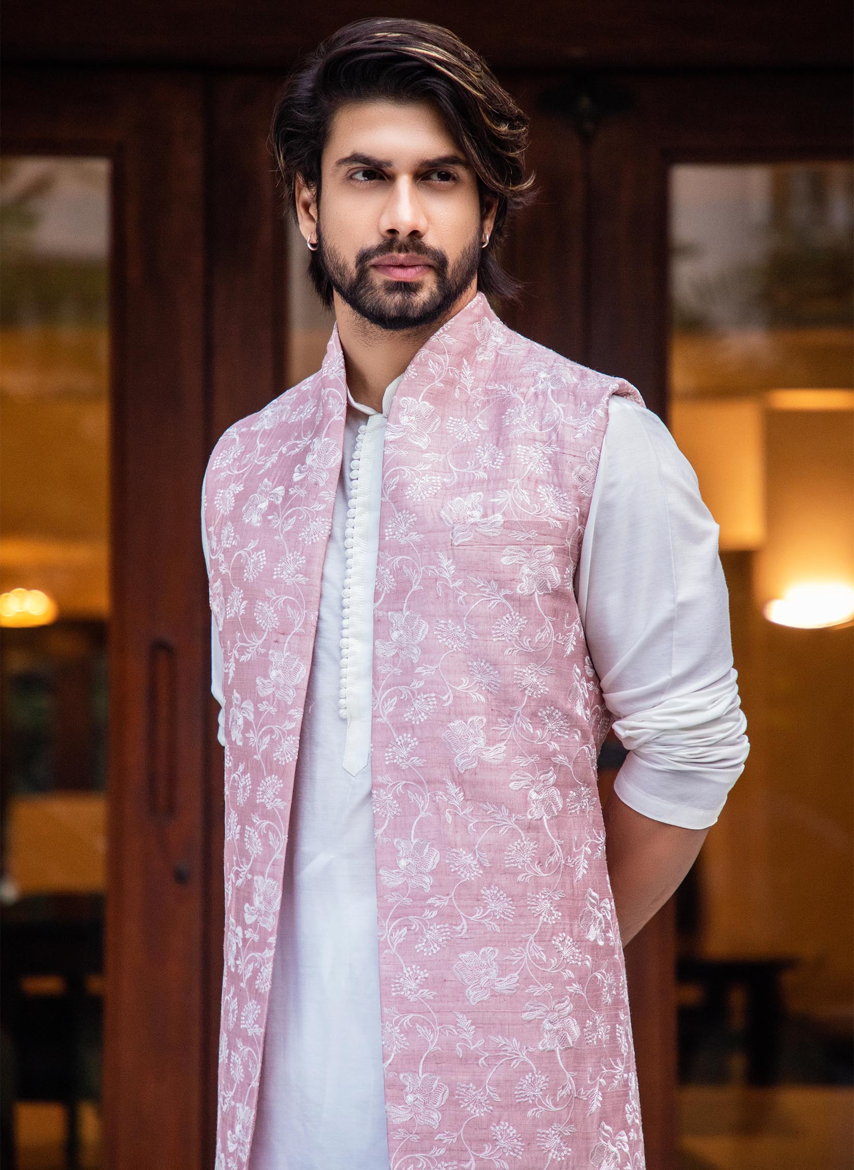 Buy Pink Long Jacket Set With Kurta Online | Shreeman